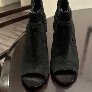 Vince Camuto Black Suede Peep-Toe Booties